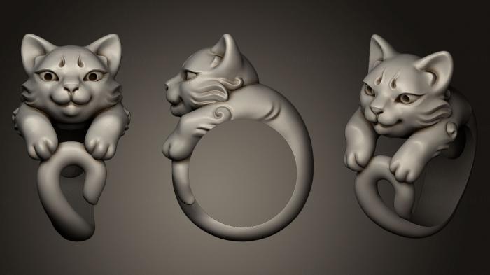نموذج ثلاثي الأبعاد لآلة CNC خواتم مجوهرات خاتم القط